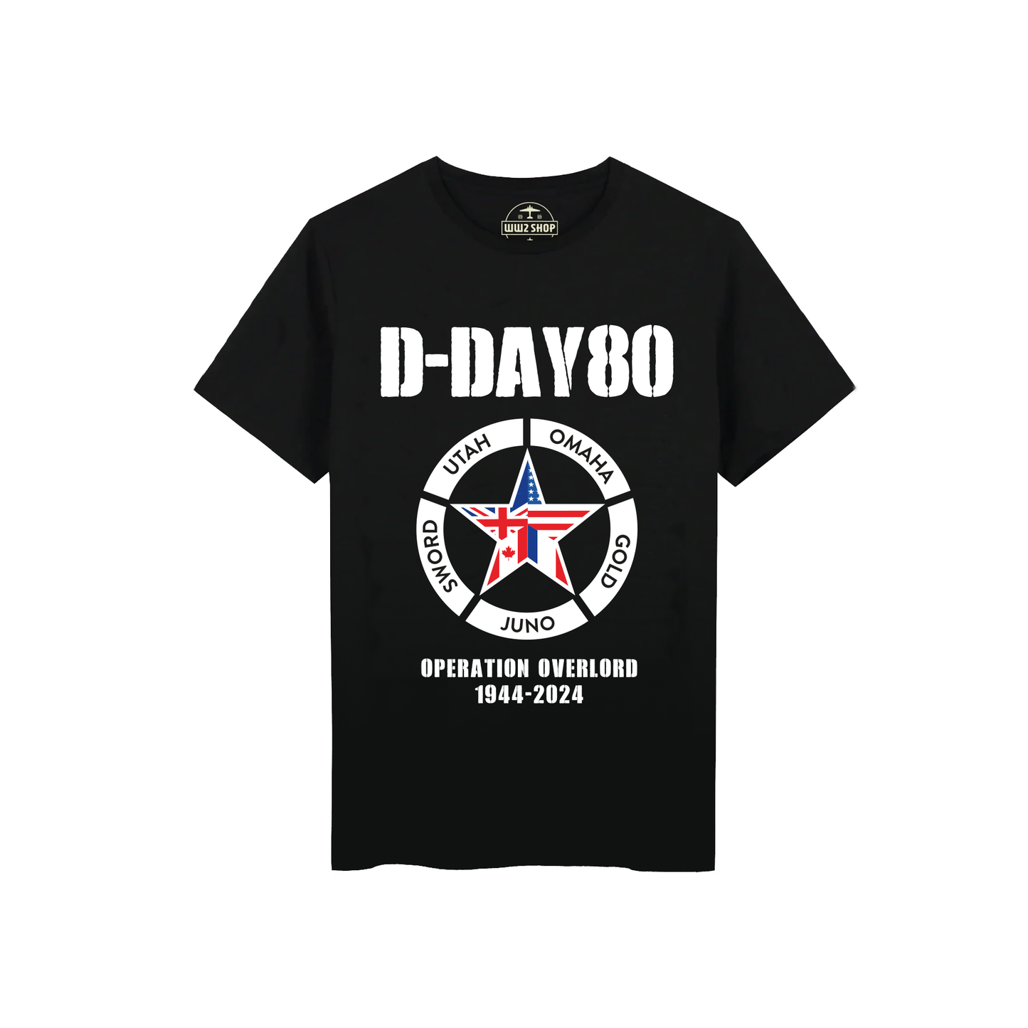 D-DAY 80 Star T-shirt Black