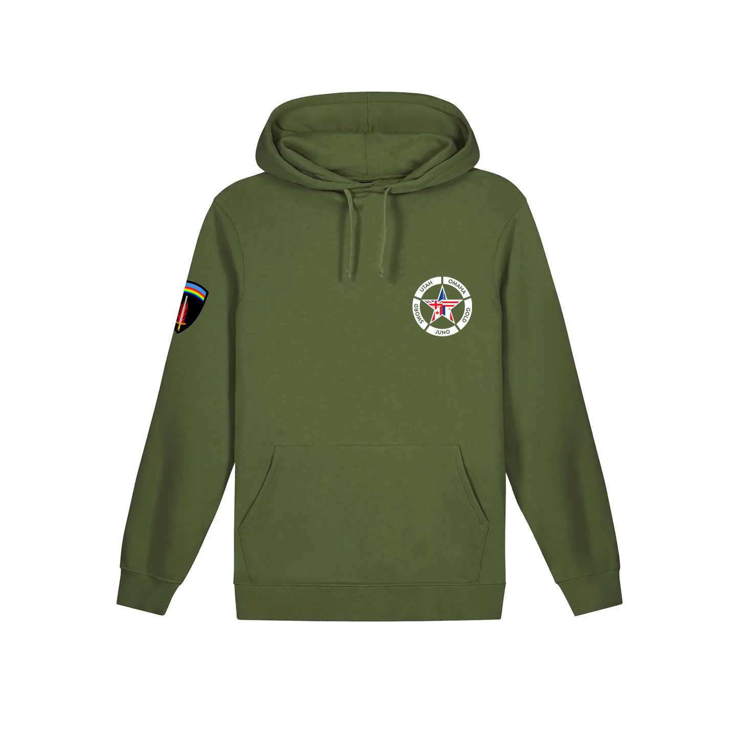 D-DAY 80 Star Hoodie Olive